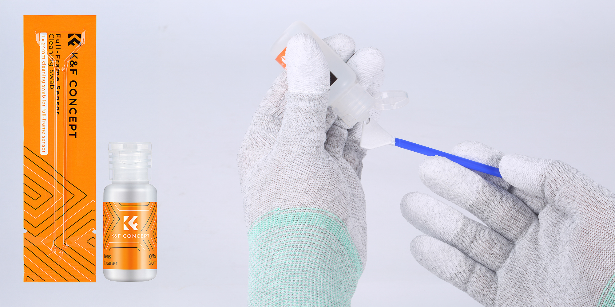 Zestaw czyszczący K&F Concept do matryc pełnoklatkowych Sensor Cleaning Swab Kit - Profesjonalny płyn czyszczący